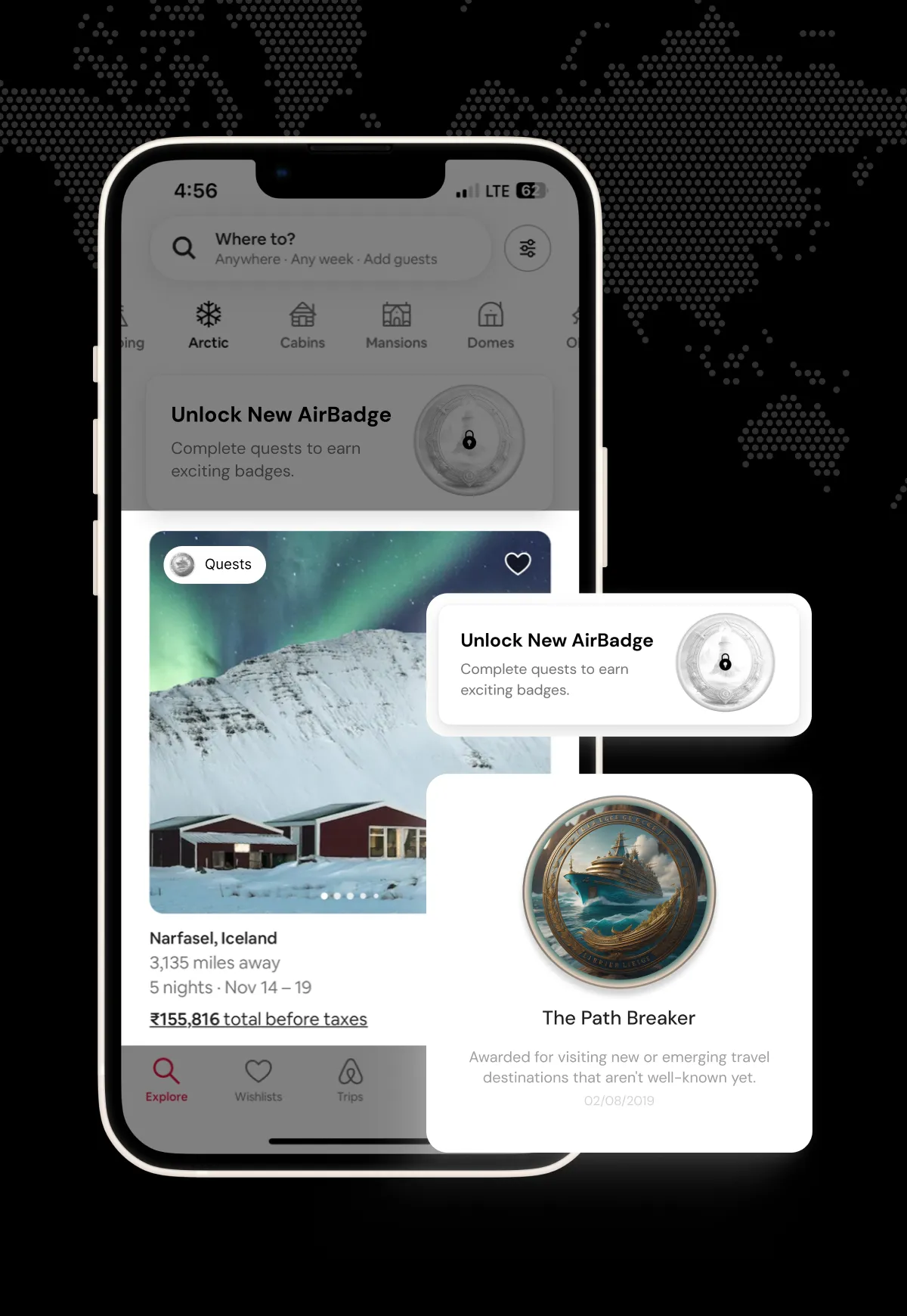 Airbnb rewards app screens