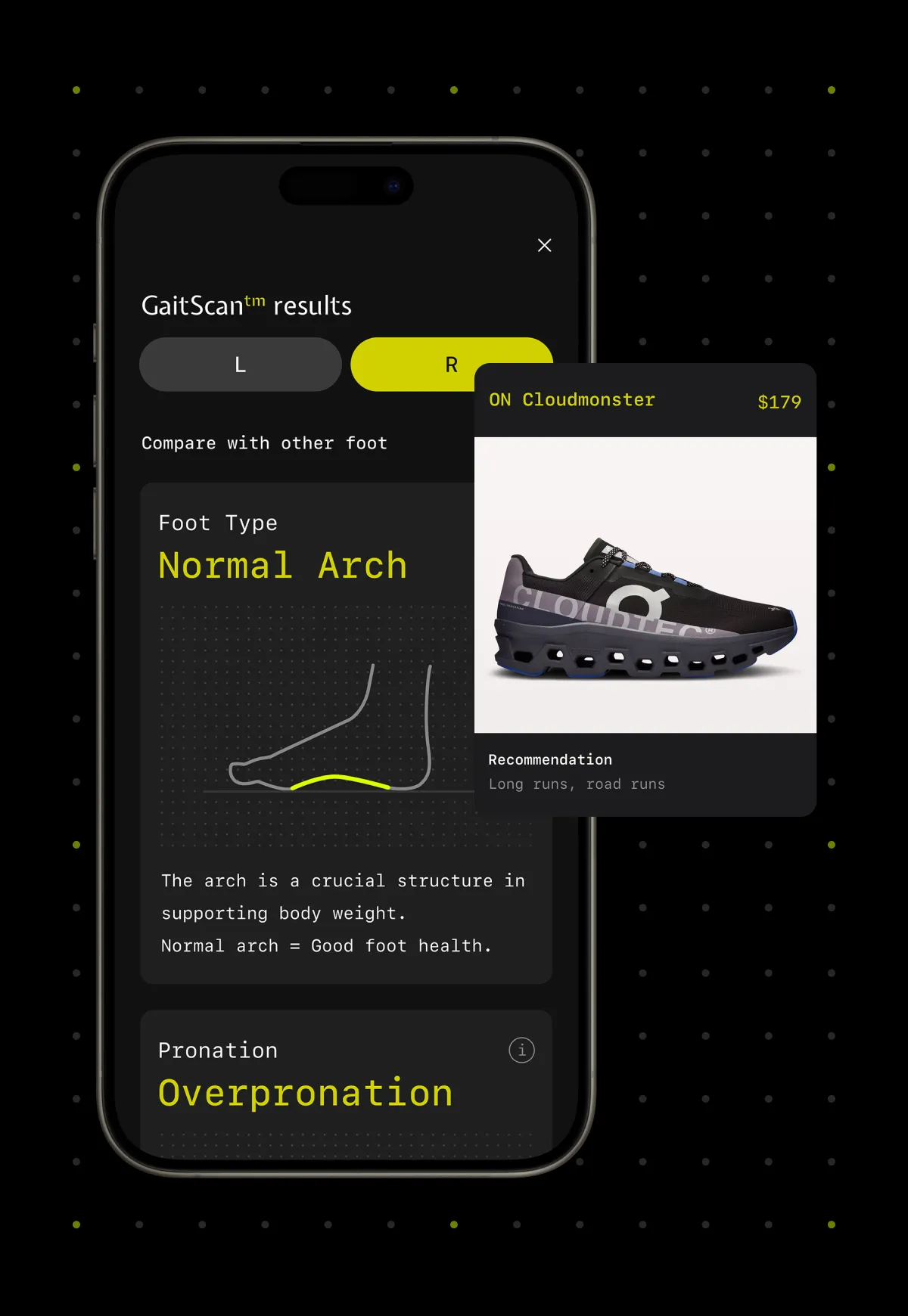 Levity foot-scan app screens