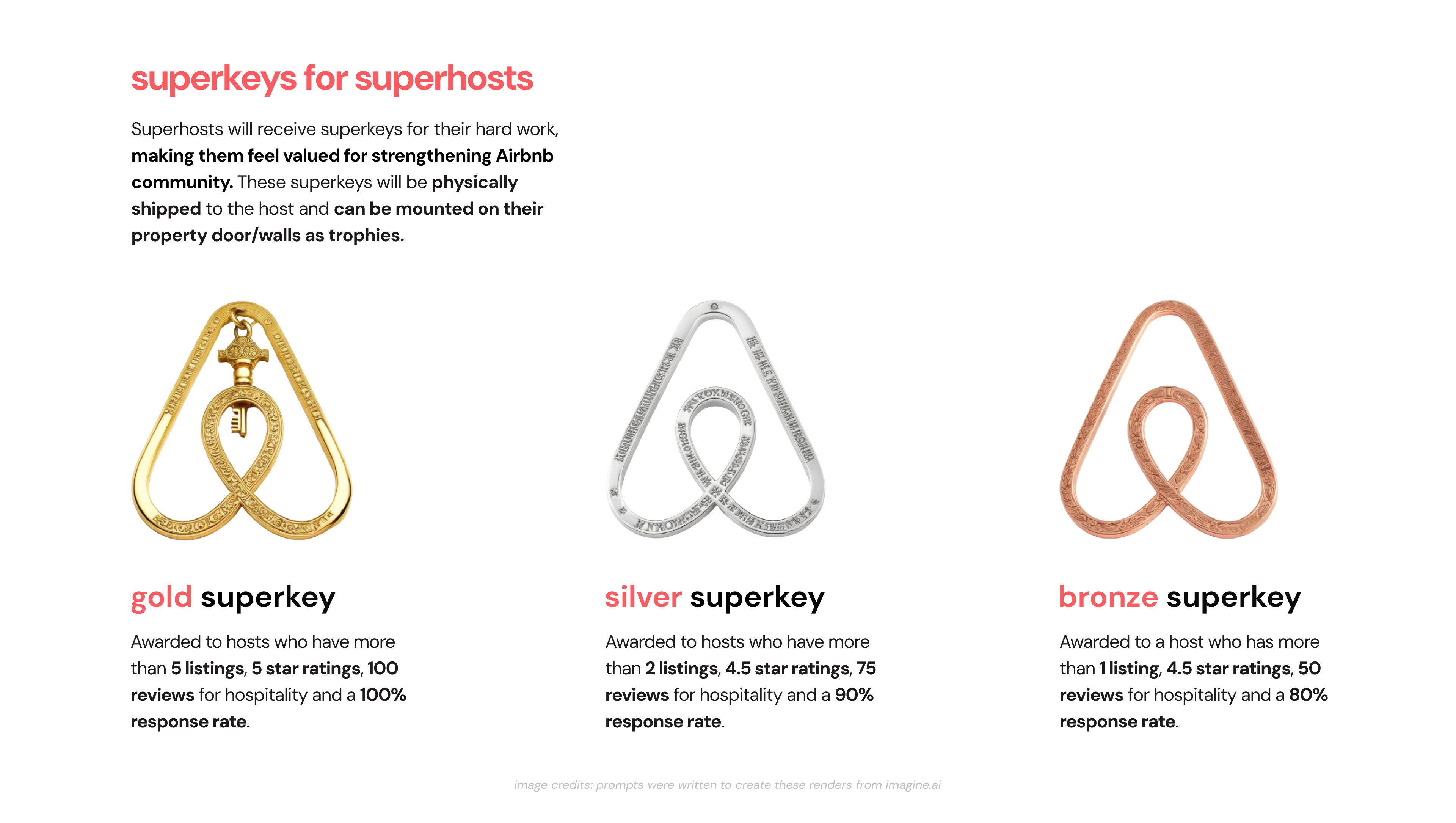 Superkeys for superhosts: gold, silver and bronze reward tiers