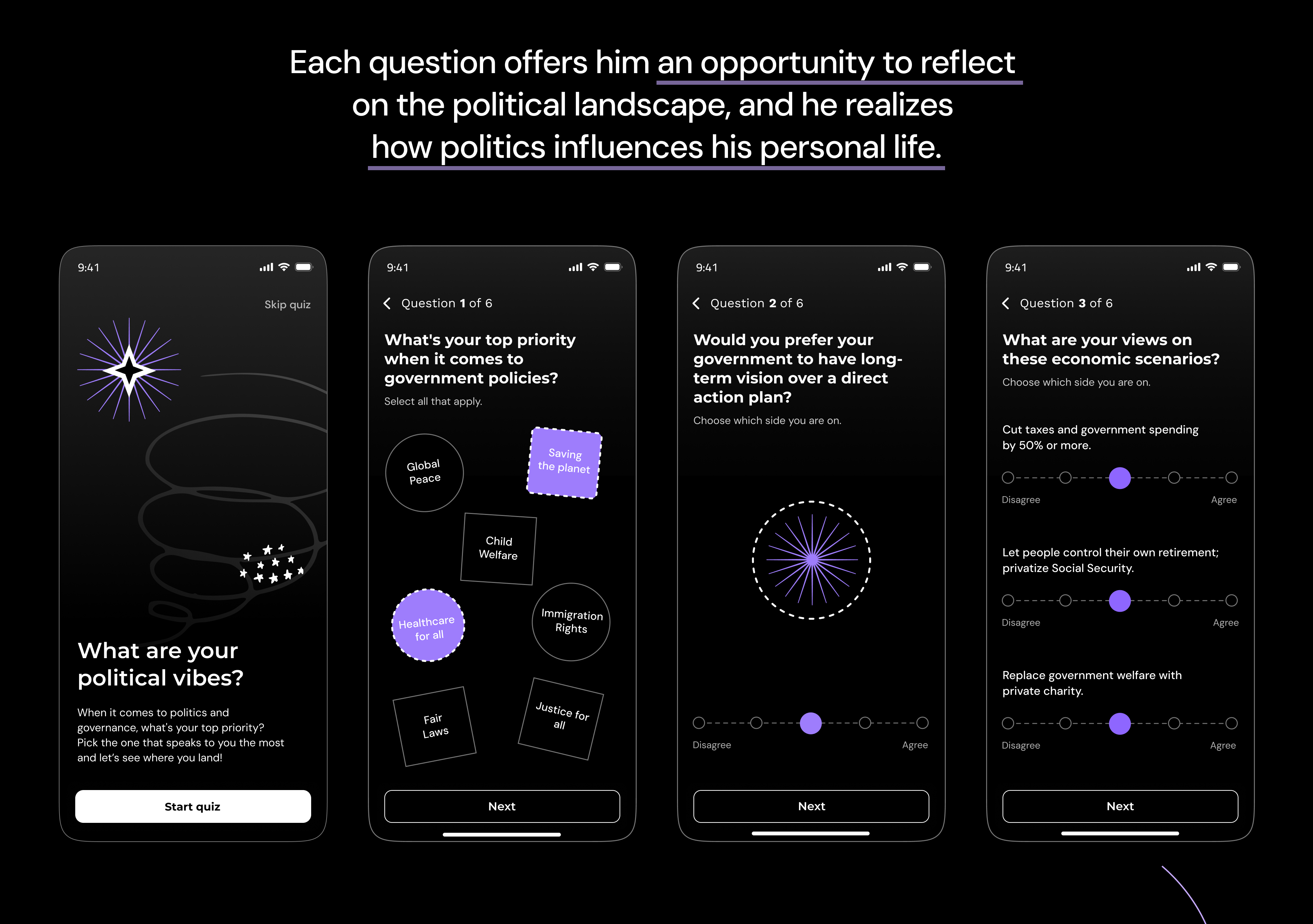Echo quiz onboarding screens