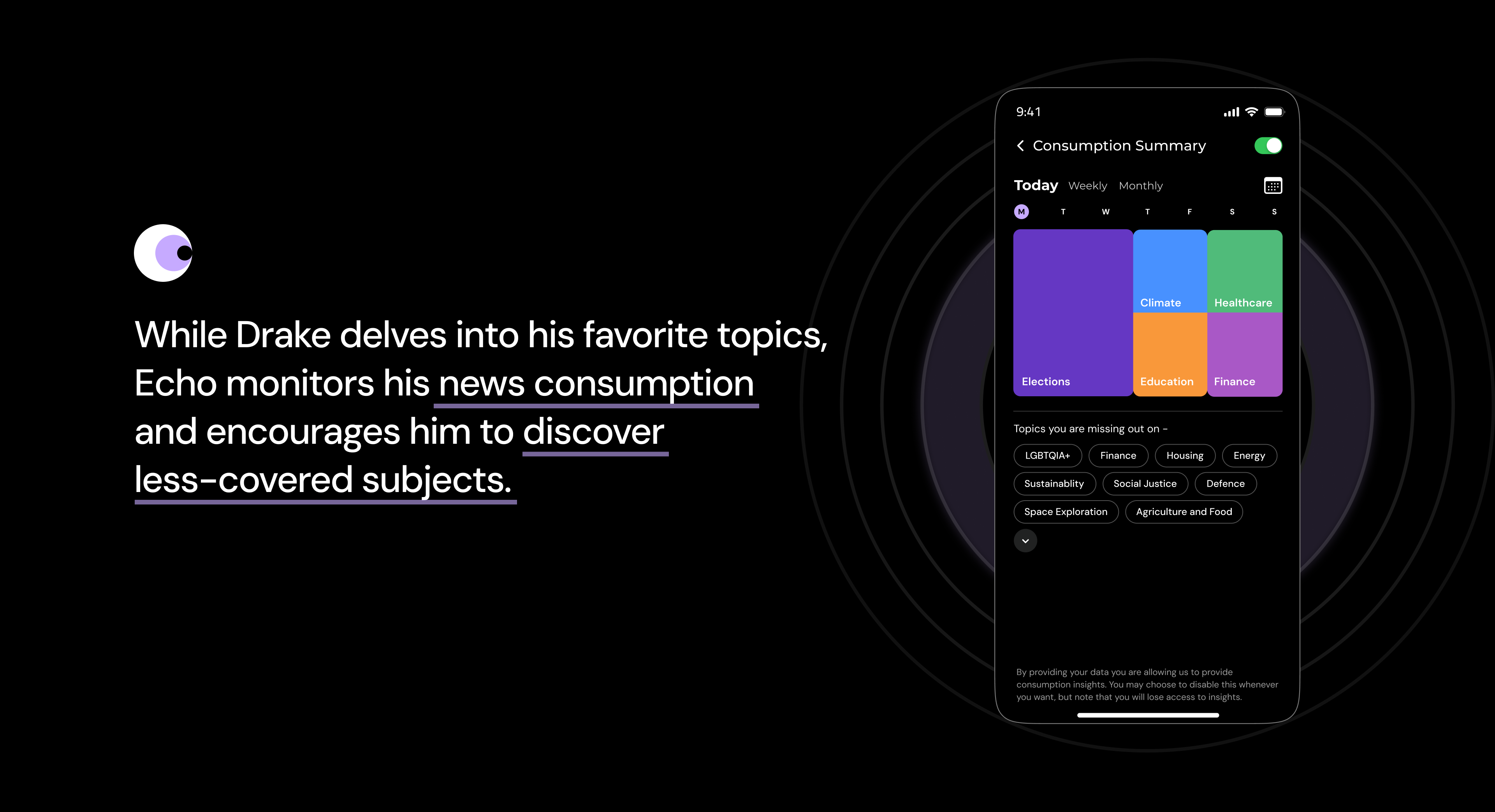 Echo consumption tracking screen